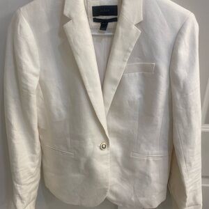 J. Crew White Blazer Linen Blend Tailored Jacket